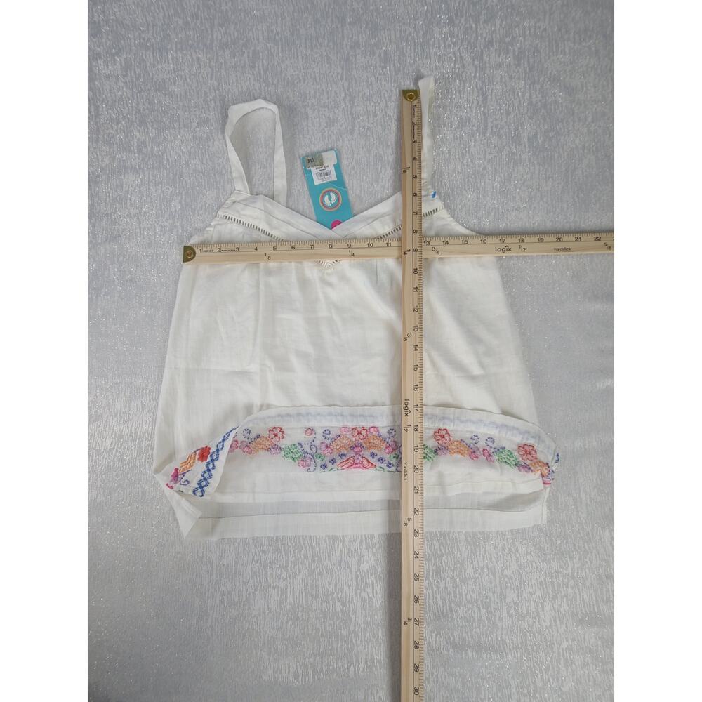 Vintage embroidered 100% cotton Hang Ten tank white floral Size Large Beachy - Picture 4 of 7